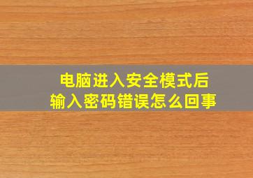 电脑进入安全模式后输入密码错误怎么回事