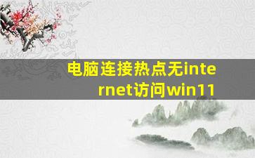 电脑连接热点无internet访问win11