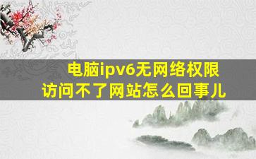 电脑ipv6无网络权限访问不了网站怎么回事儿