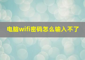 电脑wifi密码怎么输入不了