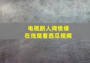 电视剧人间情缘在线观看西瓜视频