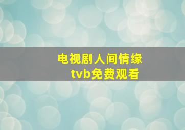 电视剧人间情缘tvb免费观看