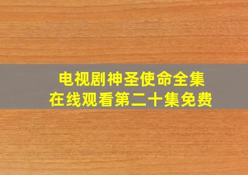 电视剧神圣使命全集在线观看第二十集免费