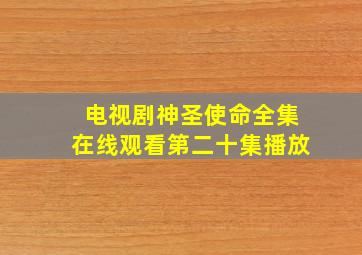 电视剧神圣使命全集在线观看第二十集播放