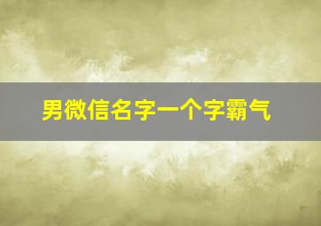 男微信名字一个字霸气