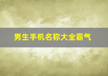 男生手机名称大全霸气