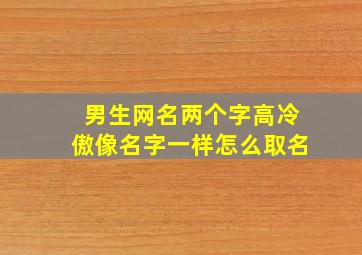 男生网名两个字高冷傲像名字一样怎么取名