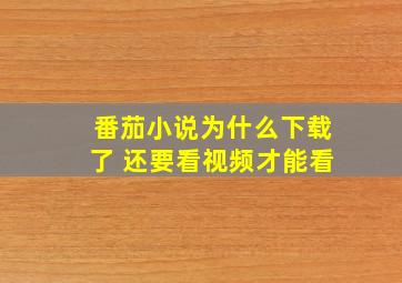 番茄小说为什么下载了 还要看视频才能看