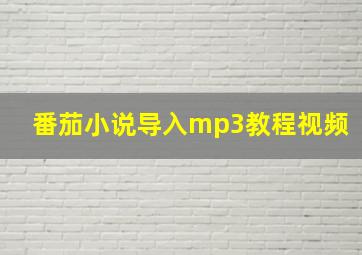 番茄小说导入mp3教程视频