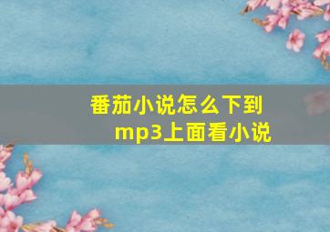 番茄小说怎么下到mp3上面看小说