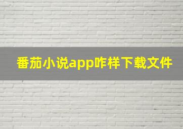 番茄小说app咋样下载文件