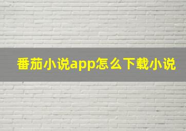 番茄小说app怎么下载小说