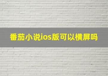 番茄小说ios版可以横屏吗