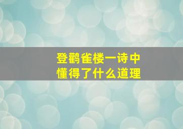 登鹳雀楼一诗中懂得了什么道理