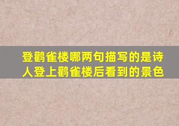 登鹳雀楼哪两句描写的是诗人登上鹳雀楼后看到的景色