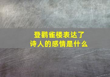 登鹳雀楼表达了诗人的感情是什么