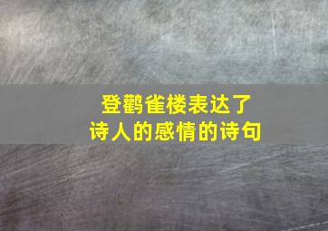 登鹳雀楼表达了诗人的感情的诗句