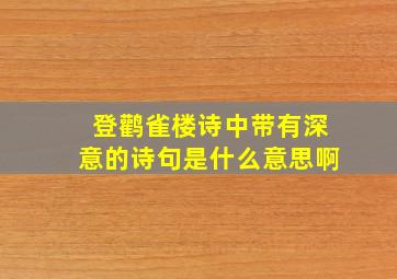 登鹳雀楼诗中带有深意的诗句是什么意思啊