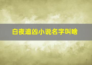 白夜追凶小说名字叫啥