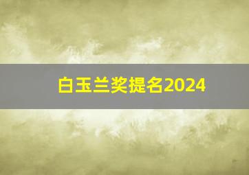 白玉兰奖提名2024