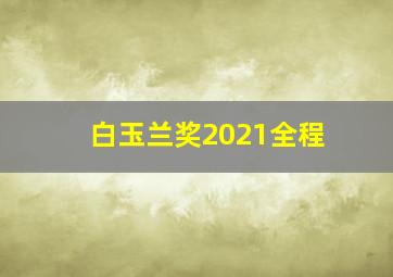 白玉兰奖2021全程