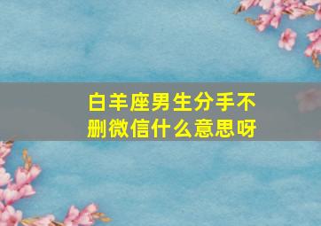 白羊座男生分手不删微信什么意思呀