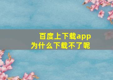 百度上下载app为什么下载不了呢