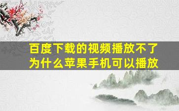 百度下载的视频播放不了为什么苹果手机可以播放