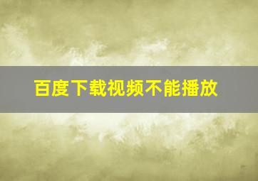 百度下载视频不能播放