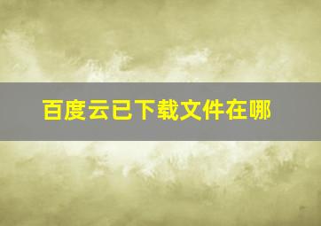 百度云已下载文件在哪