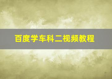 百度学车科二视频教程