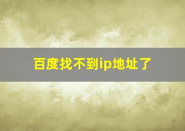 百度找不到ip地址了