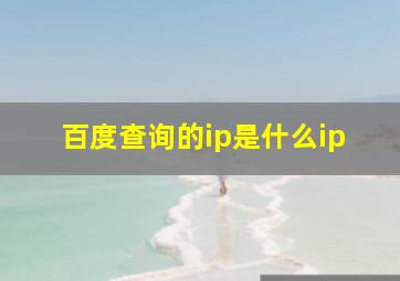 百度查询的ip是什么ip