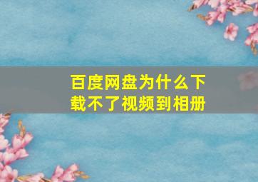 百度网盘为什么下载不了视频到相册