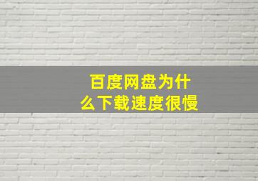 百度网盘为什么下载速度很慢