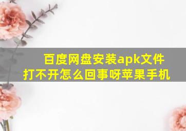 百度网盘安装apk文件打不开怎么回事呀苹果手机