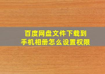 百度网盘文件下载到手机相册怎么设置权限