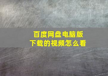 百度网盘电脑版下载的视频怎么看