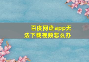 百度网盘app无法下载视频怎么办