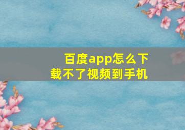 百度app怎么下载不了视频到手机