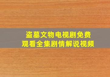 盗墓文物电视剧免费观看全集剧情解说视频