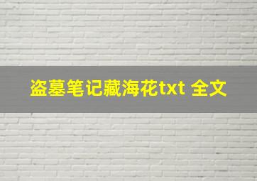 盗墓笔记藏海花txt 全文