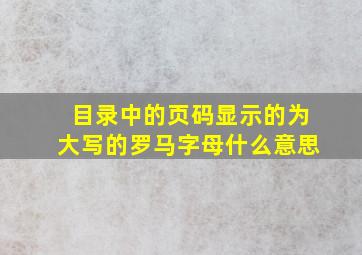 目录中的页码显示的为大写的罗马字母什么意思