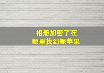 相册加密了在哪里找到呢苹果