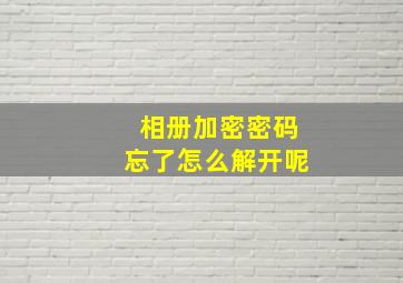 相册加密密码忘了怎么解开呢