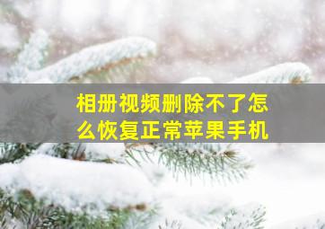 相册视频删除不了怎么恢复正常苹果手机