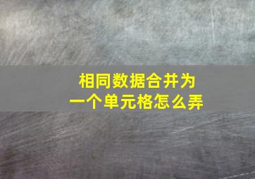 相同数据合并为一个单元格怎么弄