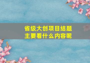 省级大创项目结题主要看什么内容呢