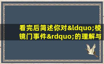 看完后简述你对“棱镜门事件”的理解与感悟