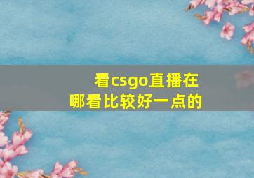 看csgo直播在哪看比较好一点的